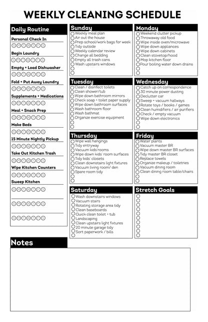 No Fuss Just Flow: The Original Tear Away Magnetic Weekly Cleaning Schedule